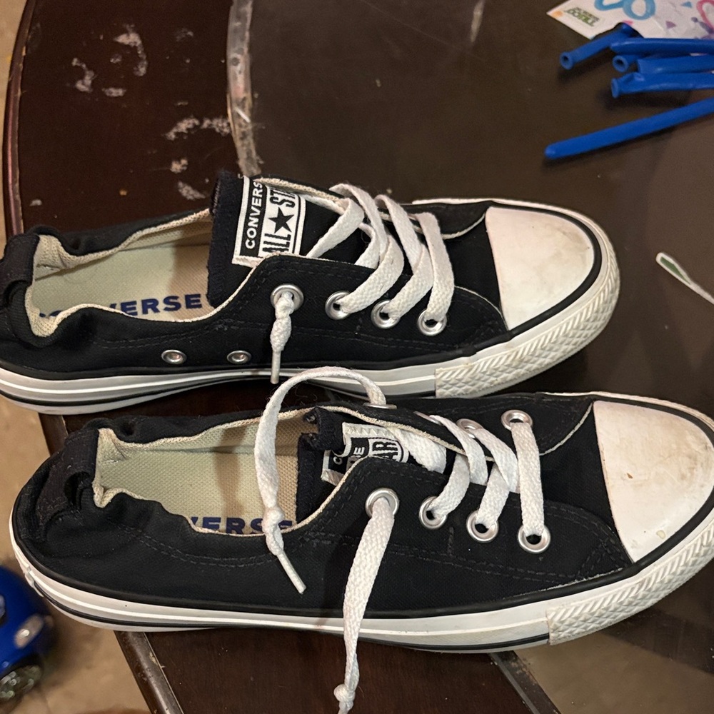 Converse Kids Black and White Low-Top Canvas Sneakers